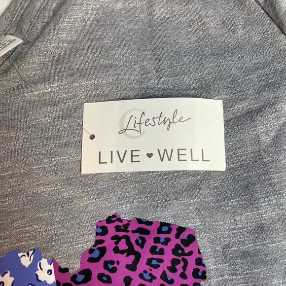 LIVE WELL LIFESTYLE Grey NWT Graphic Top Choose Happy Small 1/2 3/4 Sleeve - Picture 2 of 4